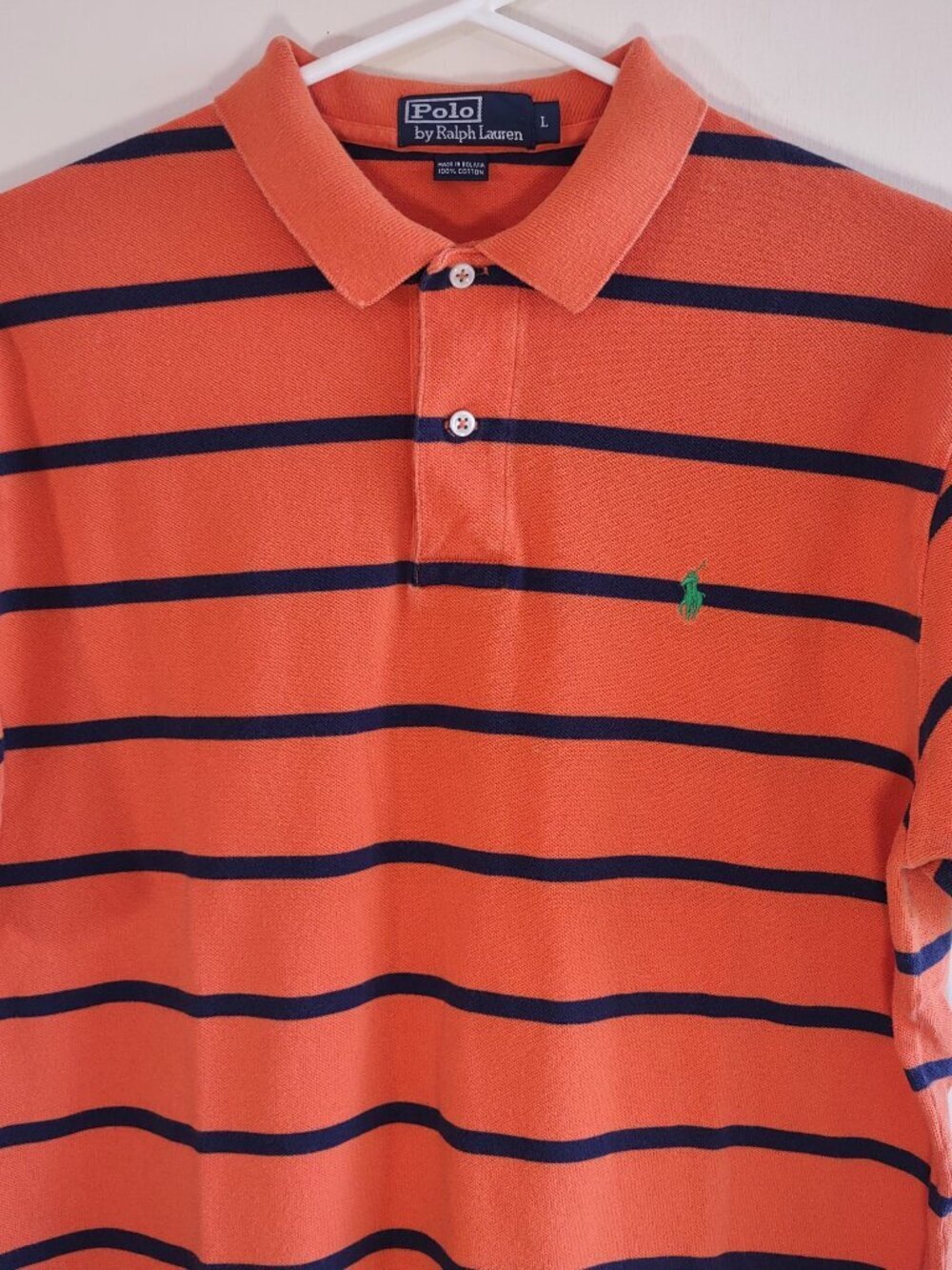 Vintage Polo Ralph Lauren Striped Pique Polo Shirt Men's Large Preppy Heritage
